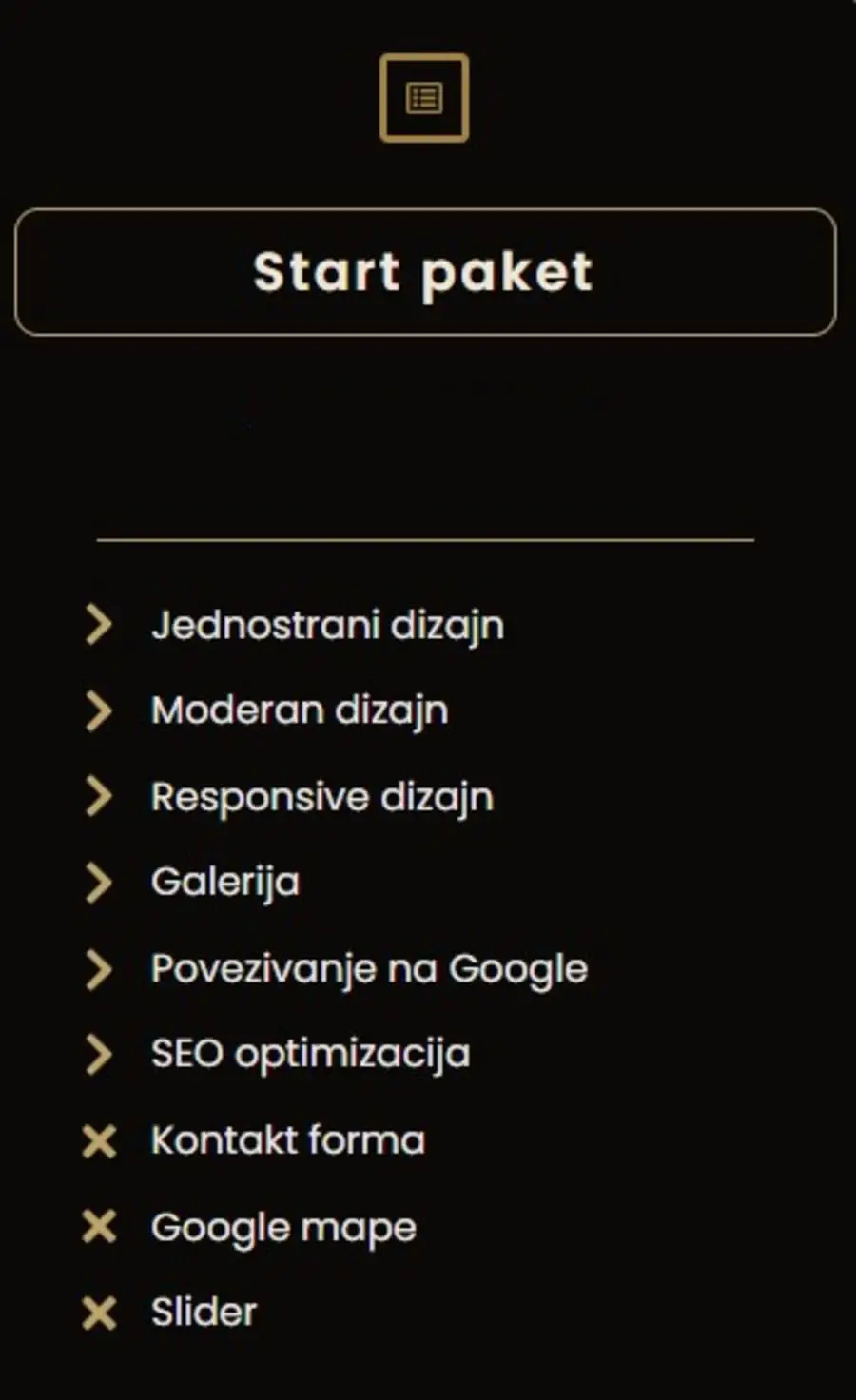 Cene izrade sajta- Start paket